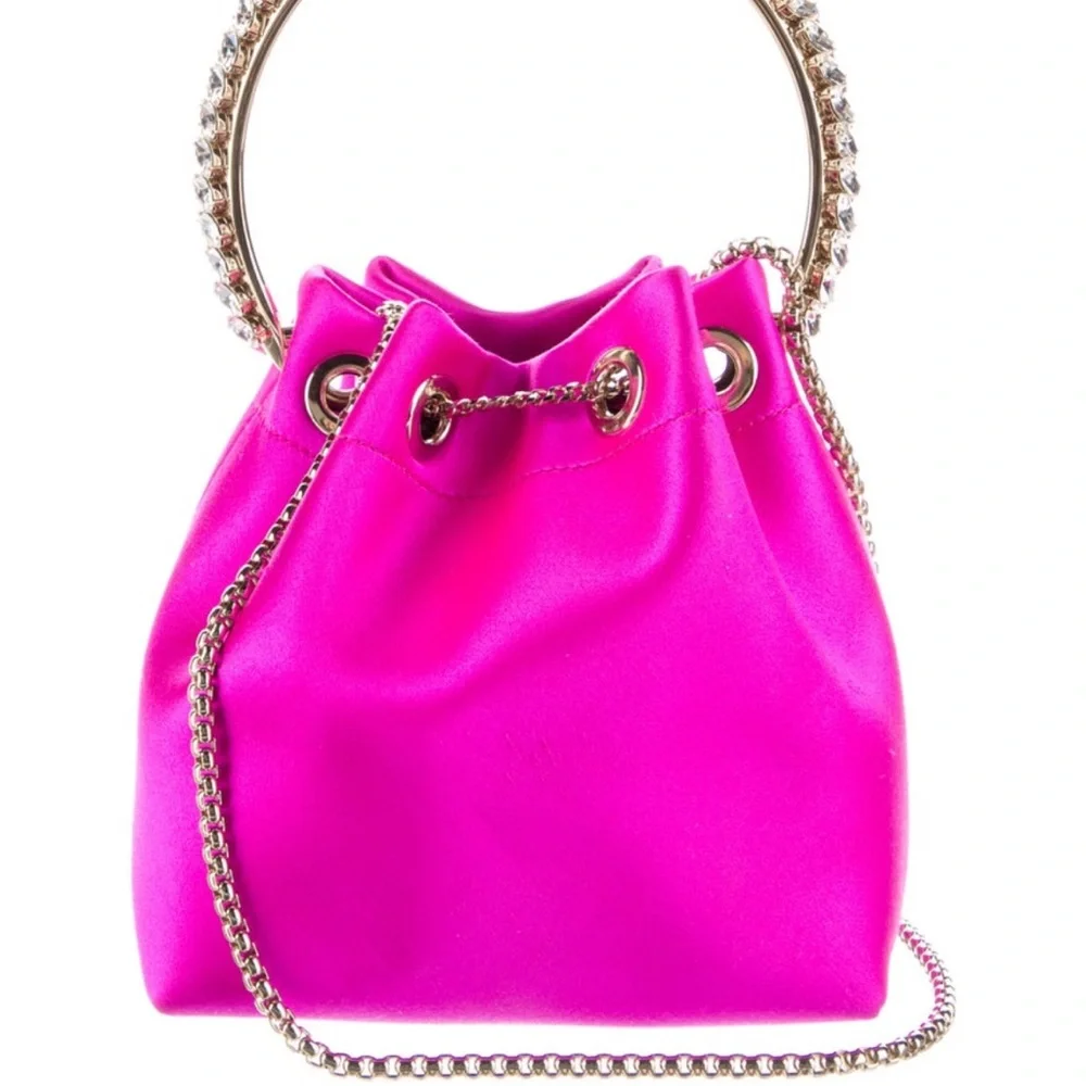 Jimmy Choo Vibrant Pink Chain Shoulder Bag - Picture 3 of 5